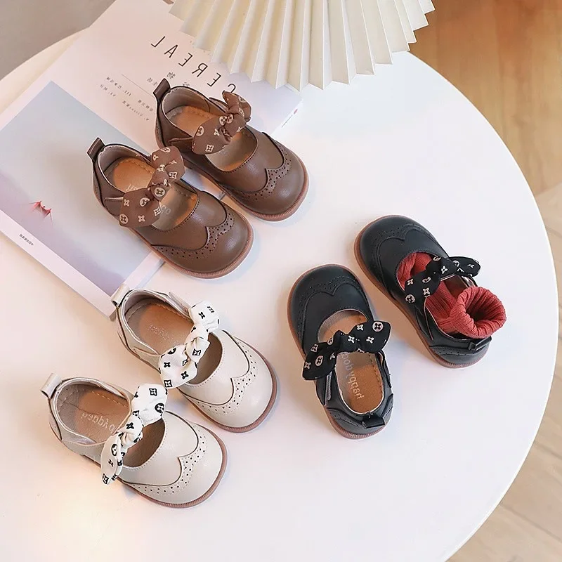 Women's Baby Korean Style Soft Bottom Princess Shoes 2023 Spring Summer New Children's Walking Anti-Slip Single Shoes Bean Shoes