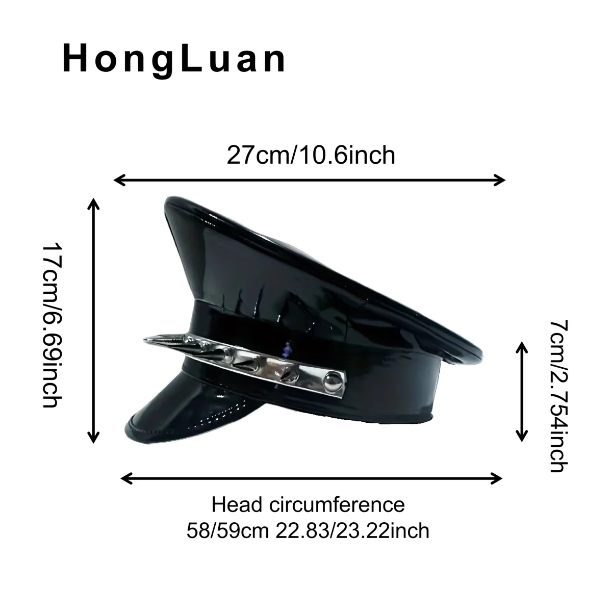 HongLuan Laser lederen kapiteinshoed Strass en militaire petten voor dames, Rave Festivals Accessoires & Feestpet Man Cosplay Fem