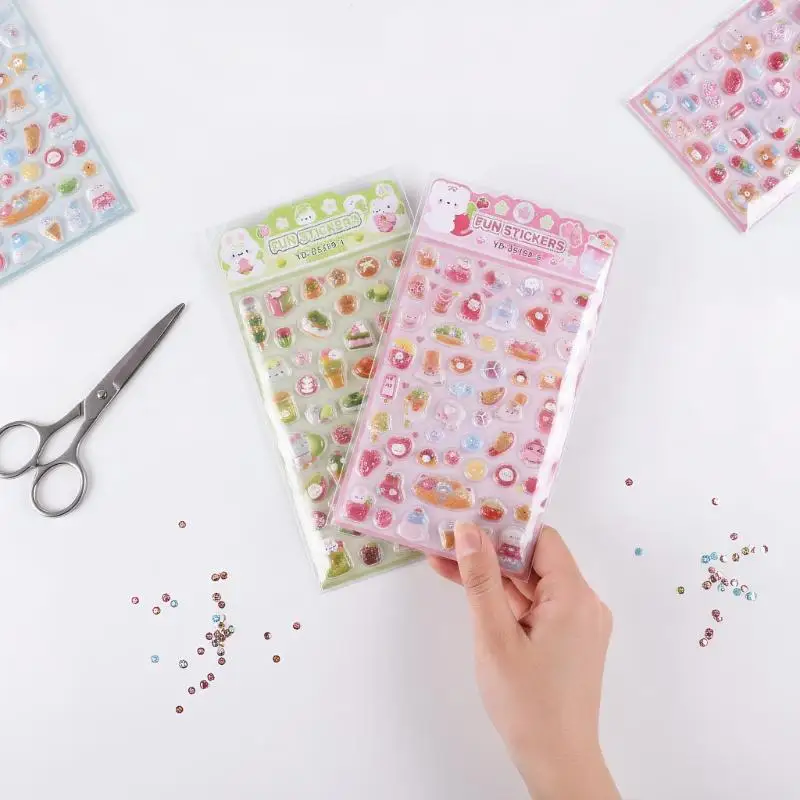 1/6 Stuks Leuke Cartoon Dieren 3D Relief Stickers Herbruikbare Patch Voor Plakboeken Planner Tijdschriften Laptops Telefoon Case DIY Stickers