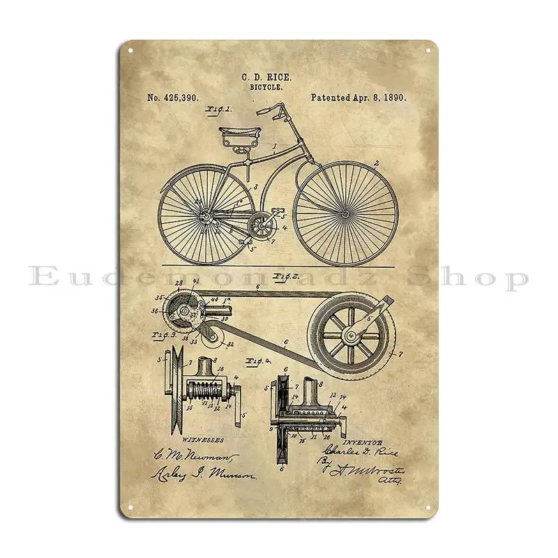 Antique Bicycle Blueprint Patent Drawing Plan Industrial Farmhouse Metal Sign Cinema Painting Printed Bar Cave Tin Sign Poster
