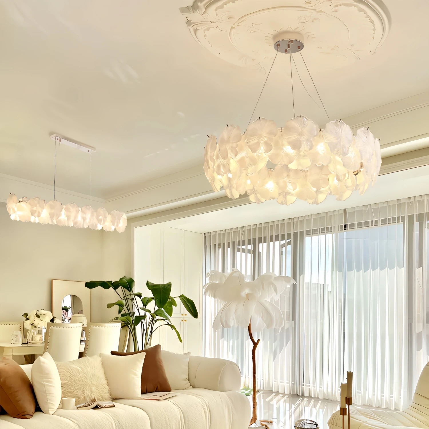 

French Chandelier Glass Flowers For Dining Room Hotel Hall 2026 Pendant Lamp Living Room Villa Decor Led Hanging Light