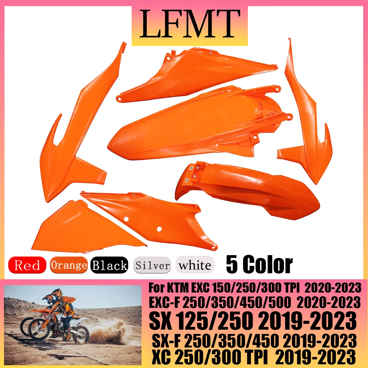 

For KTM SX SXF XC XCF Motorcycle 2023 Full Plastic Kit Body Fairing Cover Fuel Tank Fender Mudguard Side Panel Plate Guard