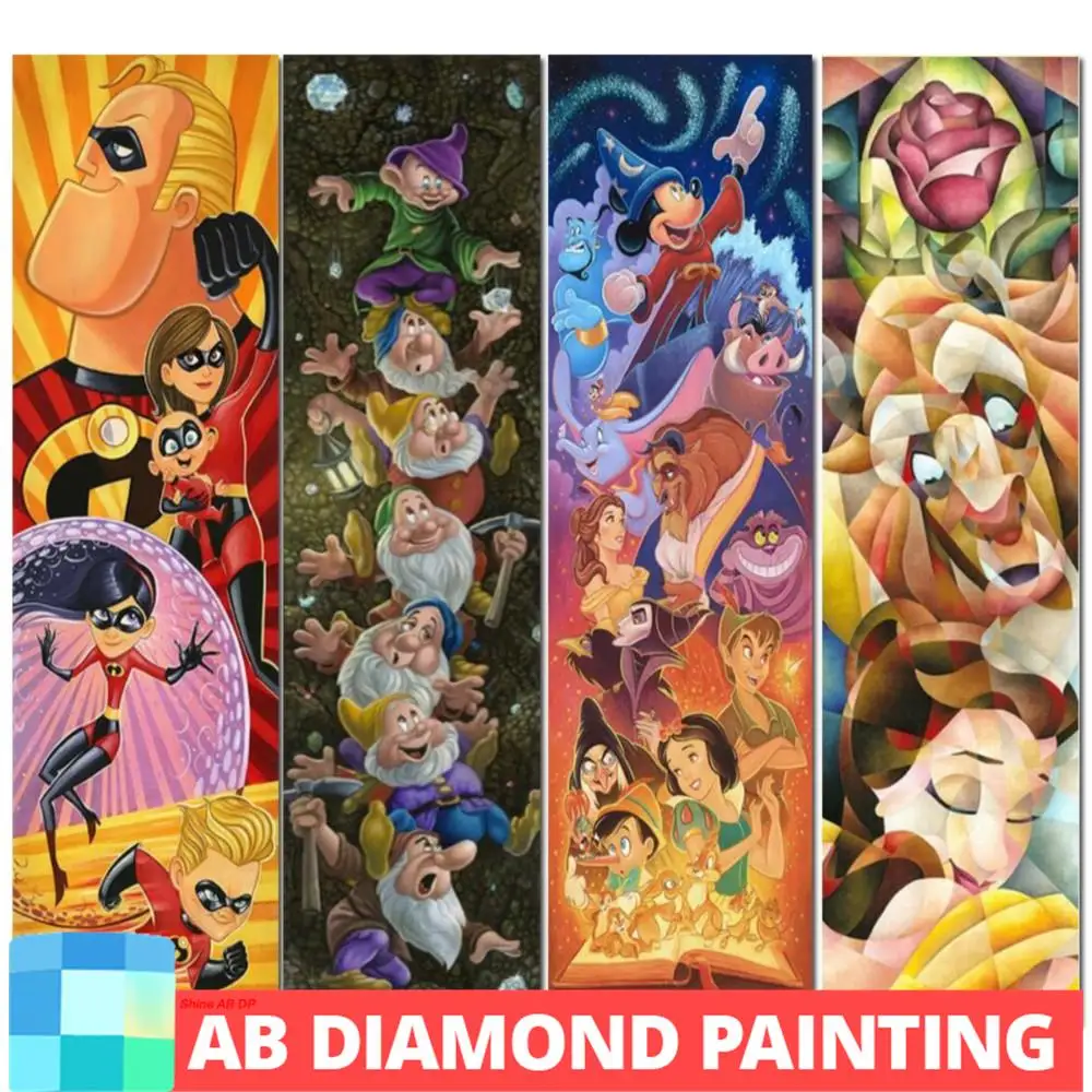 Northern Lights AB Diamond Painting Disney Beauty and Beast Cartoon Children Princess DIY Mosaic Embroidery Gift Home Decoration
