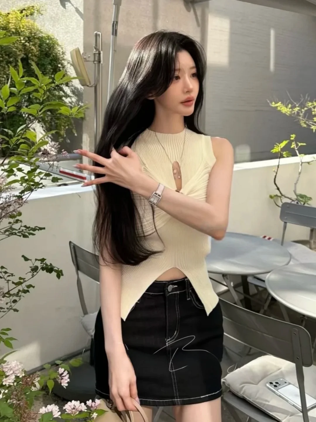 High Waist Black Denim Skirt Slimming Design Short Skirt Hip Enhancing Korean Style Half Body Skirt Skirt Pants for Women