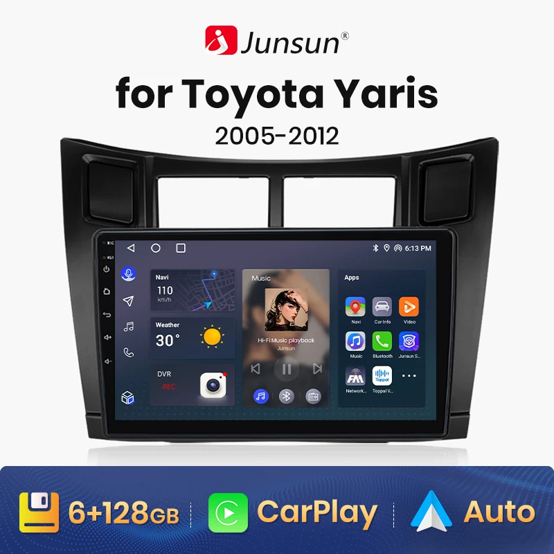 Junsun Wireless Carplay Android Auto Car Radio For Toyota Yaris 2005 - 2012 Multimedia GPS autoradio