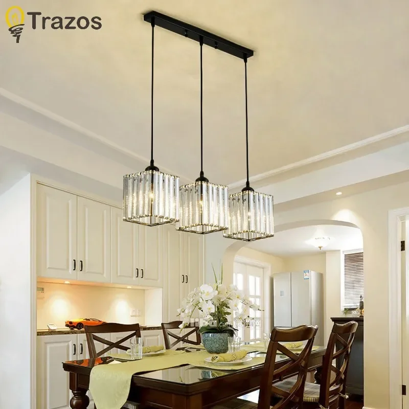 Pendant Light Nordic Restaurant Dining Table Study Bar Counter Three Head Lights Simple Modern Luxury Creative Crystal Lighting view 2