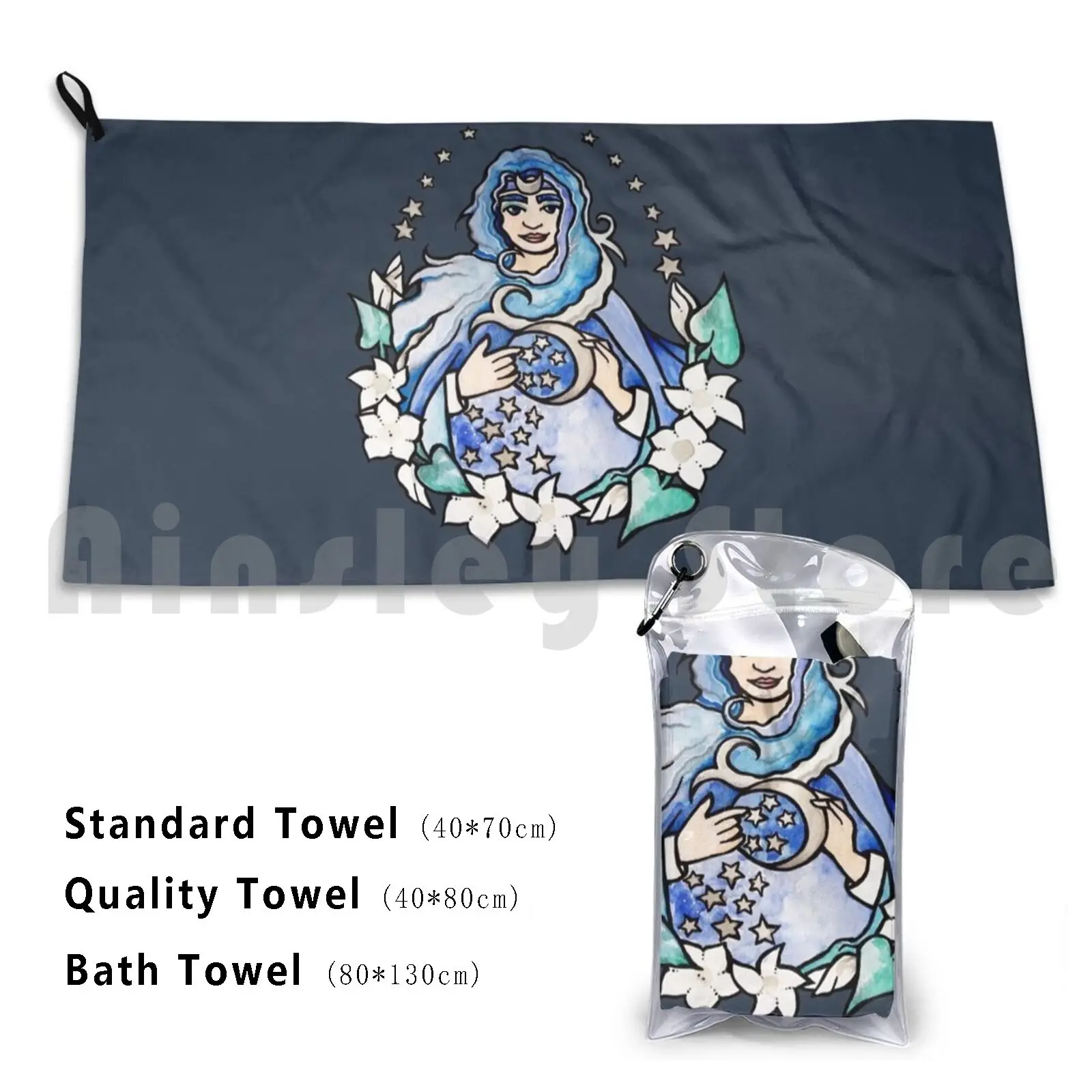 Moon Goddess Selene Bath Towel Beach Cushion Moon Goddess Selene Moon Goddess Moon Luna Wicca Moon Child