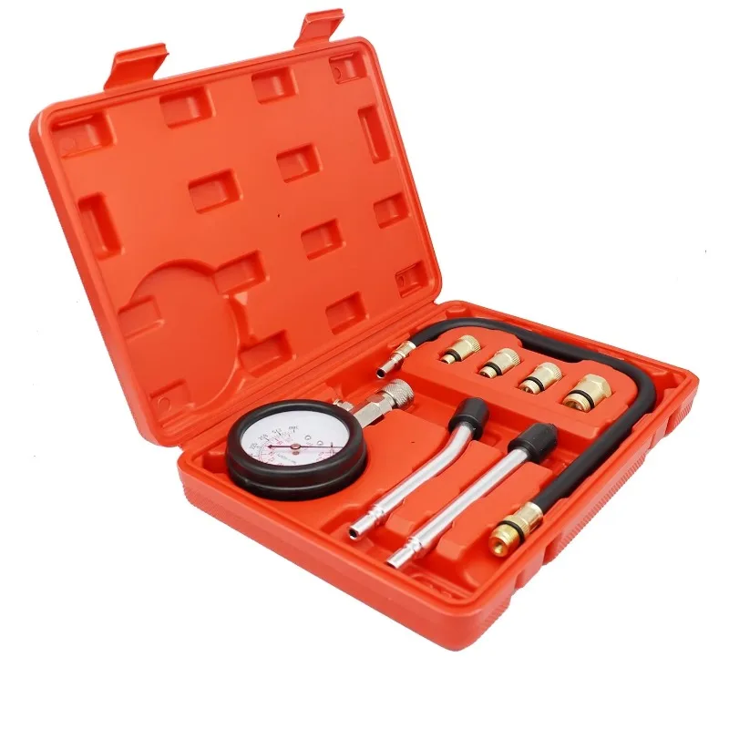 Engine Compression Tester Auto Cylinder Pressure Gauge Meter Car Engine Test Tool Kit With M10 M12 M14 M18 Adapter