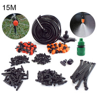 15M Garden Watering Misting Sprayer Drip Irrigation Mist Fog Nozzle Kit Micro Sprinklers System Diy Self Watering System Dripper