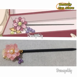 Anime Nanami Cosplay Costume Wooden Hair Stick Chinese Style Winding Flower Hairpin With Tassel Kamisama Love Role-playing Prop