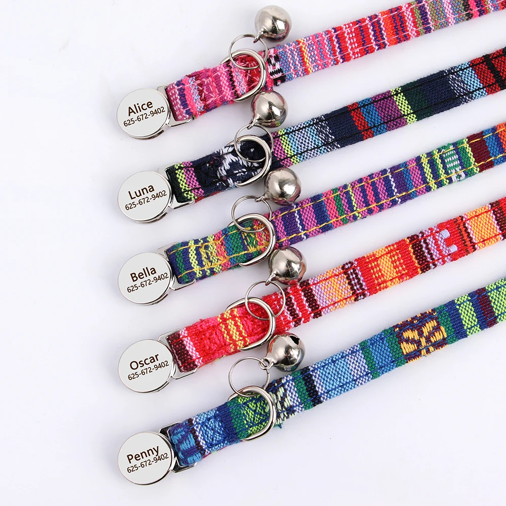 Personalisiertes Katzenhalsband, verstellbare Halsbänder für kleine Hunde und Kätzchen, kostenlose individuelle ID-Namenshalsbänder für Haustiere, Anti-Verlust-Halsbänder für Katzen – Detail 11