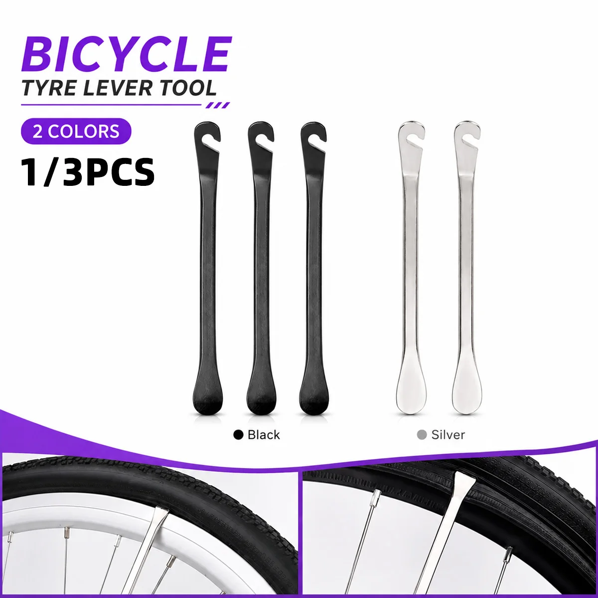 

1/3PCS Bicycle Tyre Lever Stainless Steel MTB Road Bike Tire Remover Tool For Quick And Easy Inner Tube Repair And Tire Changing