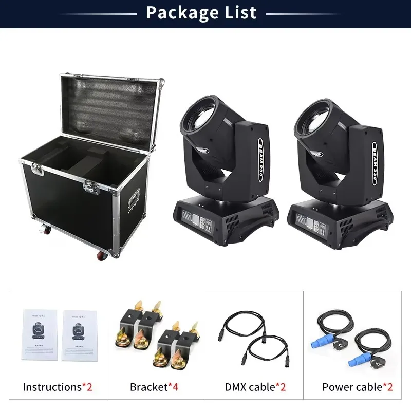 230W 7R R7 Sharpy LED Beam Moving Head Projection Light DMX with 2in1 Flight Case for Guangzhou Stage Equipment