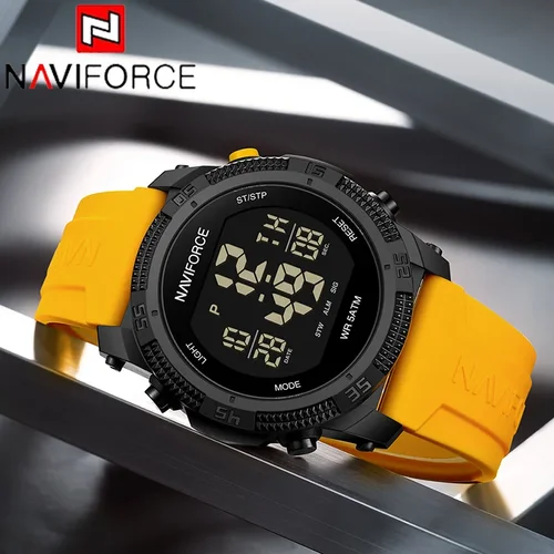 Imagen 2 del producto NAVIFORCE, nuevos relojes digitales LCD para hombre, alarma informal con fecha y semana, correa de silicona resistente al agua hasta 50M, relojes electrónicos de moda para hombre