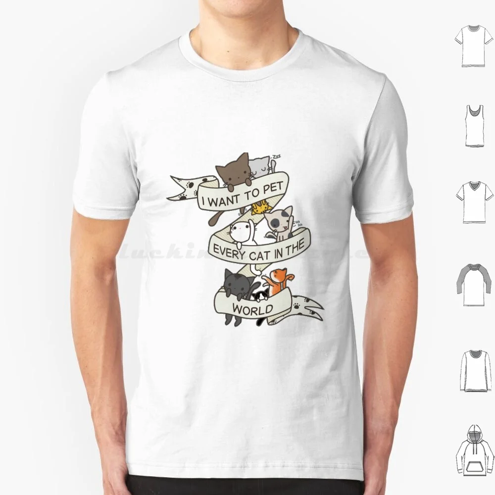 

I Want To Pet Every Cat In The World Футболка большого размера 100% хлопок I Want To Pet Every Cat In The World Cat Cats Animals Animal
