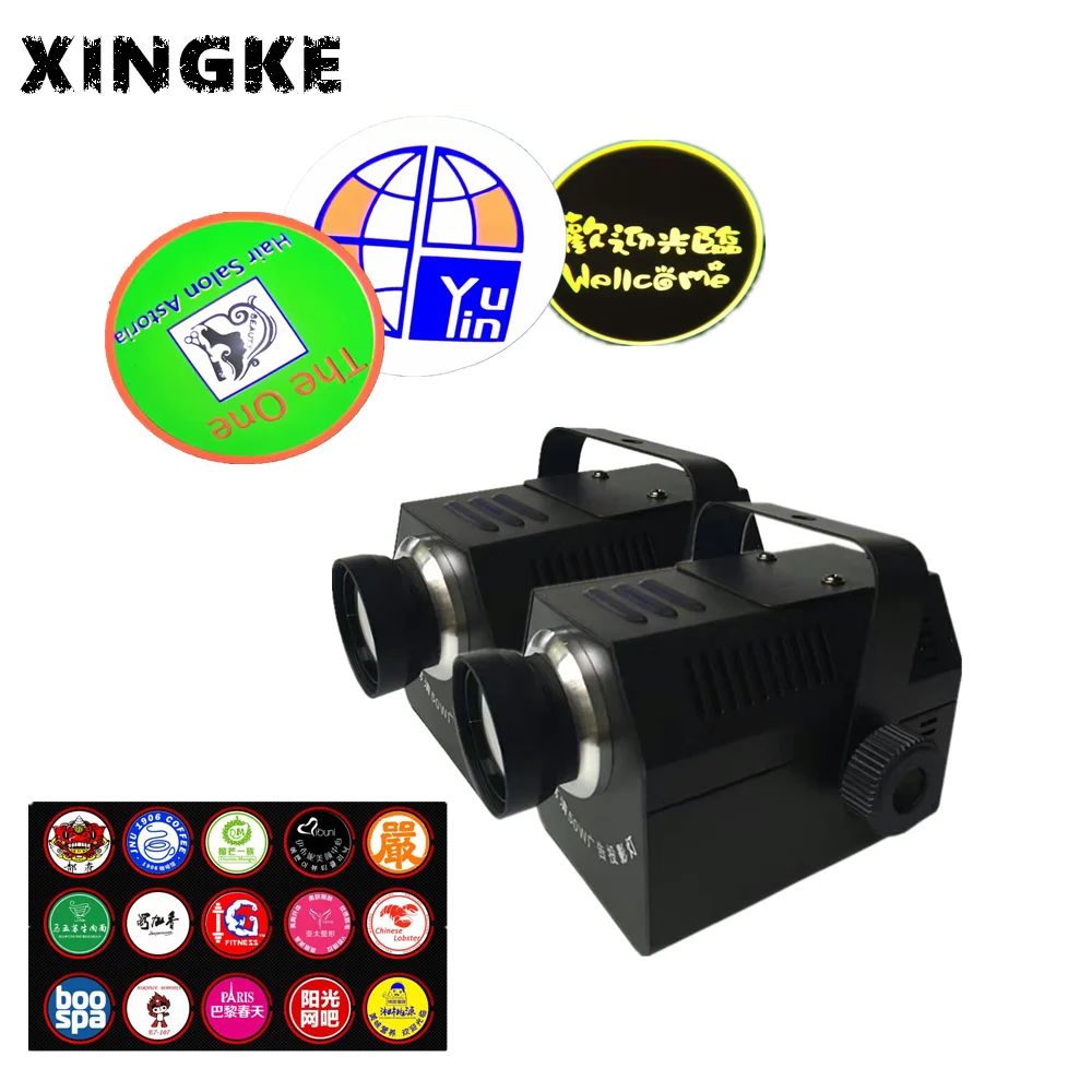 

2pcs/lot 50W led rotating advertising gobo light Outdoor HD custom pattern logo projector for Wedding Welcome Restaurant