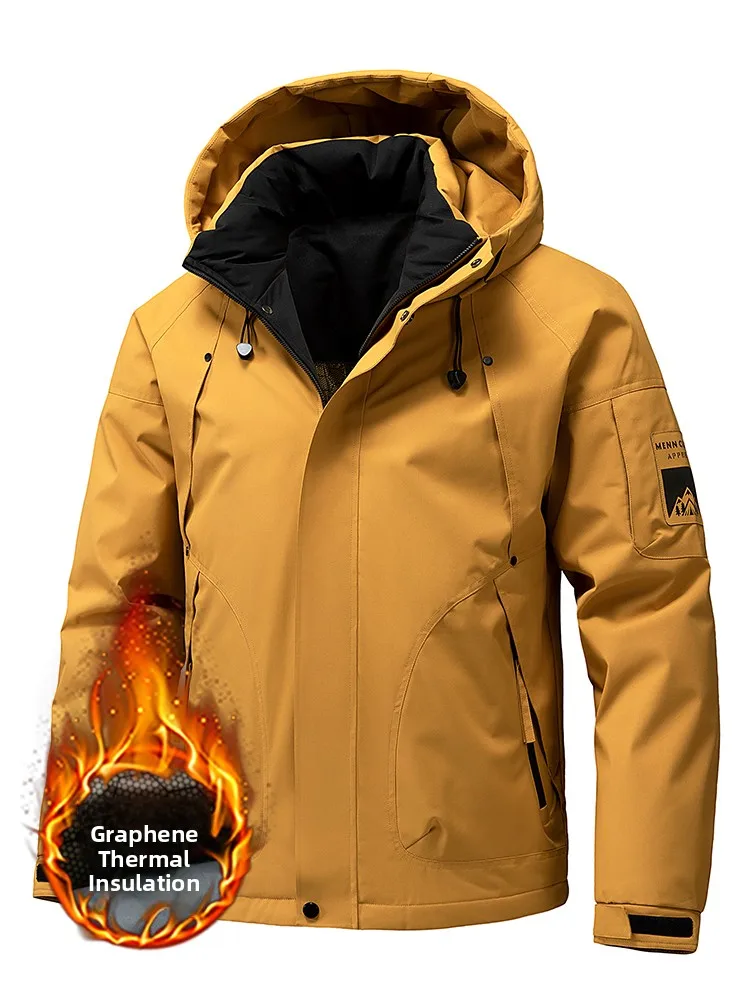 

Новая мужская куртка с капюшоном Thiened, повседневная, для активного отдыха, из хлопка, ветрозащитная, водонепроницаемая, из полиэфирного волокна, на молнии, с длинными рукавами