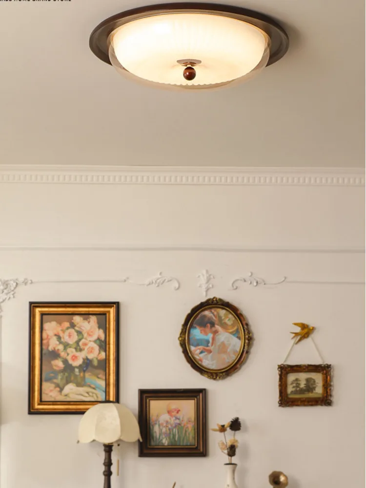 

French Vintage Ceiling High-End Solid Wood Bedroom Light 2025 New Cream Style Full Spectrum Study Lamp
