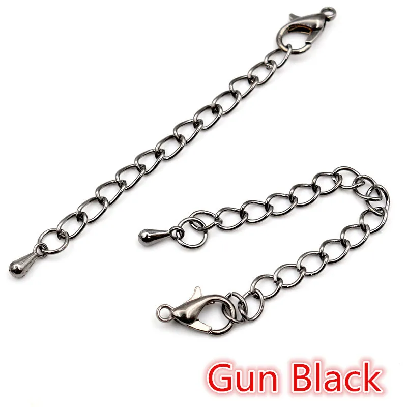 10pcs 50mm/70mm Length Longer 5x4mm Handmade Extension Chain with Lobster Clasp and Droplets For Bracelet Necklace Tail Chain