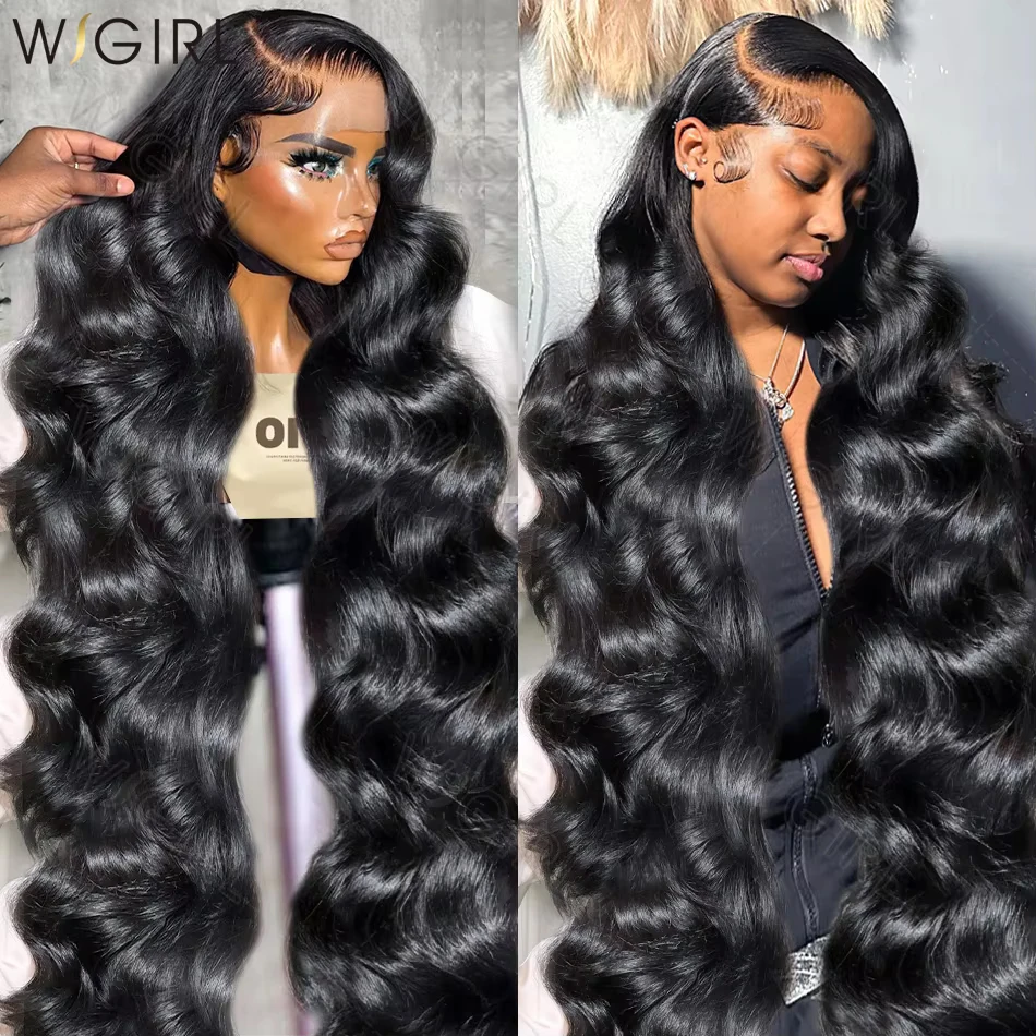 WIGIRL 30 40 Inch Body Wave Transparent 13X4 HD Human Hair Wigs 100% Remy Brazilian Water Wave Preplucked Lace Frontal Wig