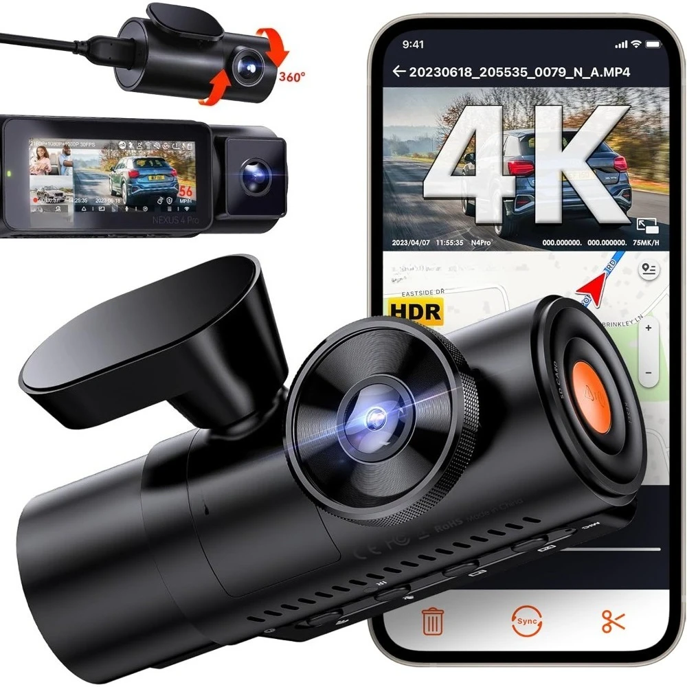 

NEW 4K 3 Channel Dash Cam,STARVIS 2 IMX678xPlatePix™xHDR Night Vision,Voice Control,WiFi,GPS,24H Parking Mode, Support 512GB Max