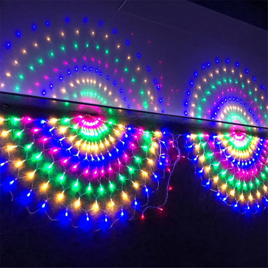 Cortina de gelo de rede de pavão luzes de corda 3m à prova d'água 8 modos de malha de natal luzes de guirlanda de fadas para decoração de festa de casamento de quarto