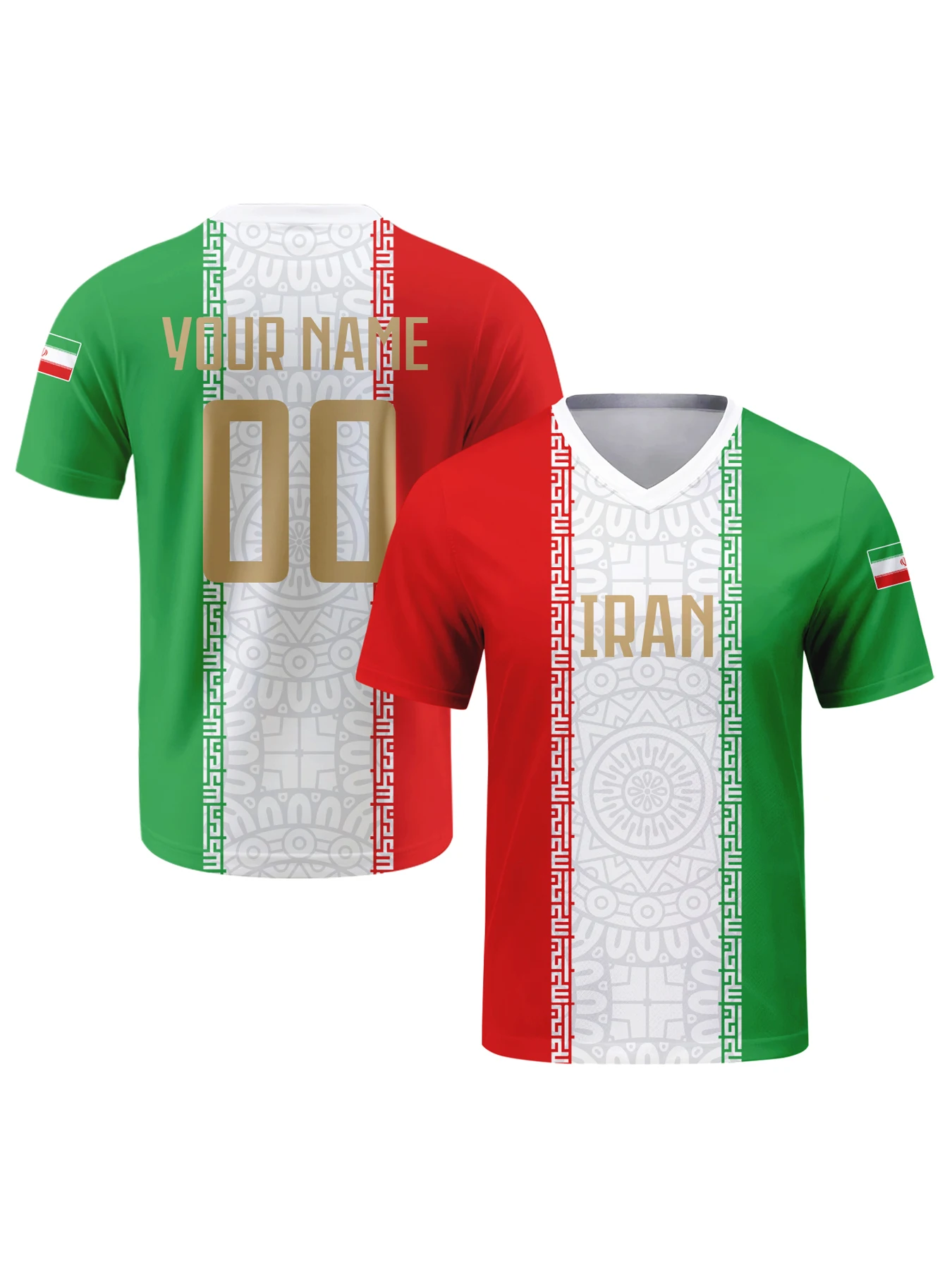 Op maat gemaakt Iran voetbaltenue met gepersonaliseerde naam en nummer, ademend V-hals voetbal shirt van het nationale team voor heren, jeugd en dames