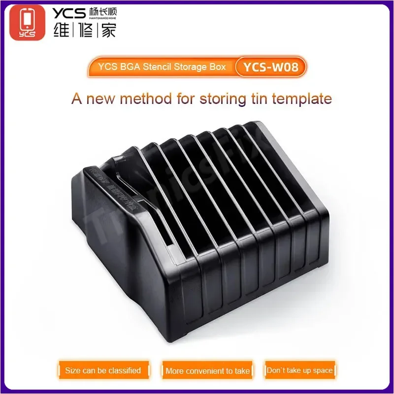 YCS-W08 BGA Stencil Storage Box For Mobile Phone Motherboard IC Chip Rework Tin Planting Steel Mesh Template Store Holder Tool