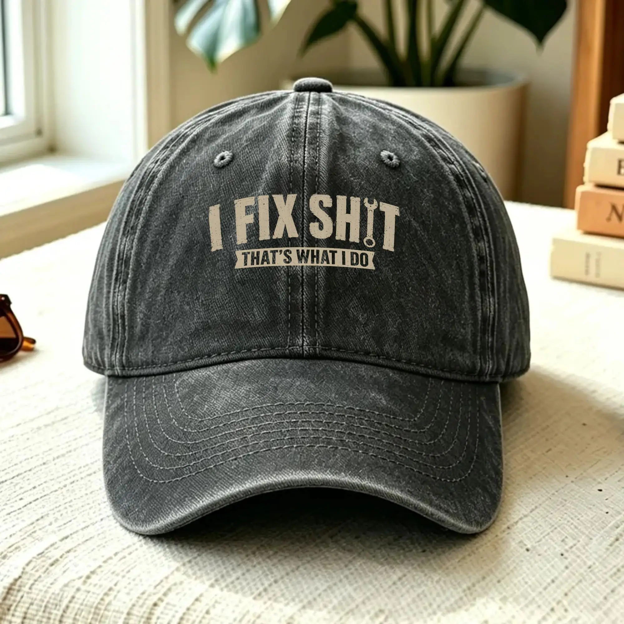I Fix Shit That What I Do Baseball Cap Sun  Hiking Fishing Adjustable Washed Trucker Hat Women Men y2k Cute Print Baseball Caps