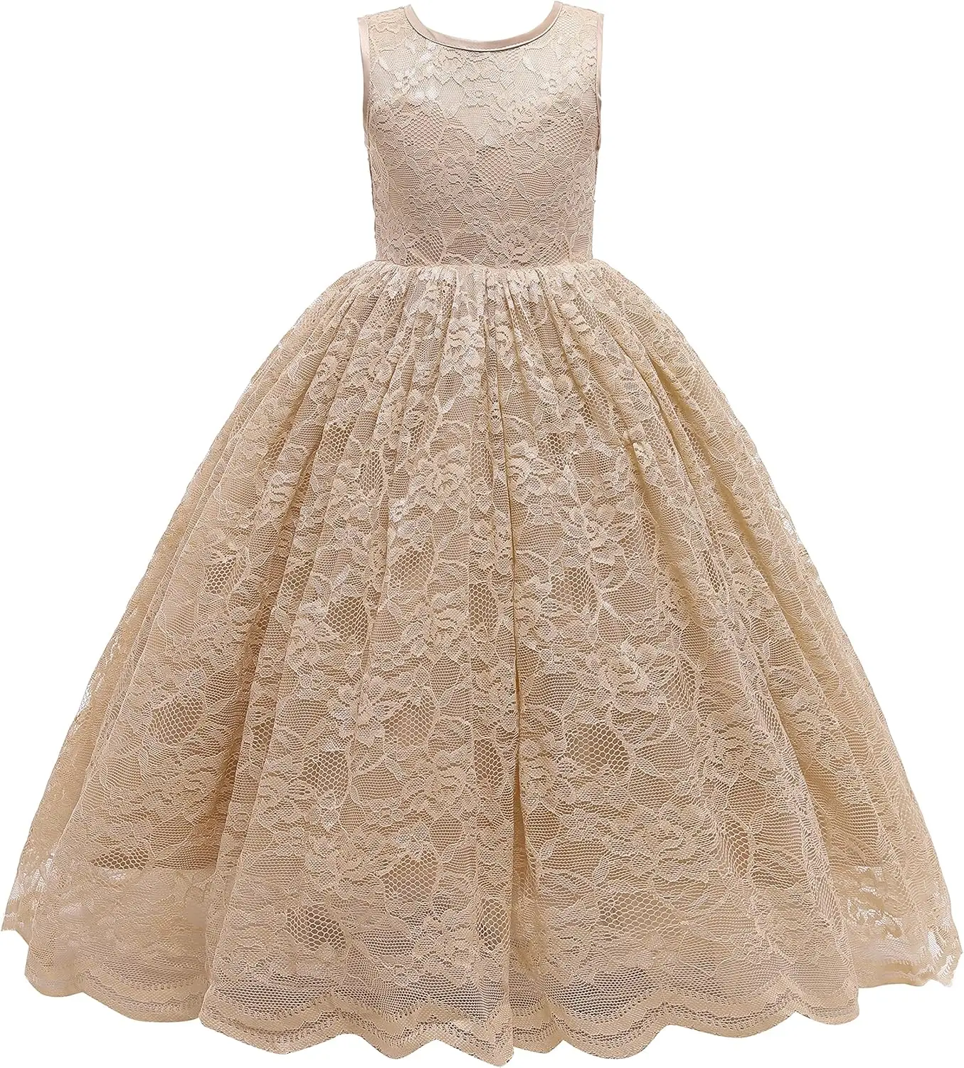 フルレースフラワーガールズドレスロングAラインブライズメイドウェディングチュールドレス誕生日フォーマルパーティーボールガウン