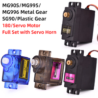 MG995 MG996r SG90 9g MG90s Metal/Plastic Gear 180 Degree Micro Servo Motor Set for RC Plane Fixed wing Aircraft model telecontro