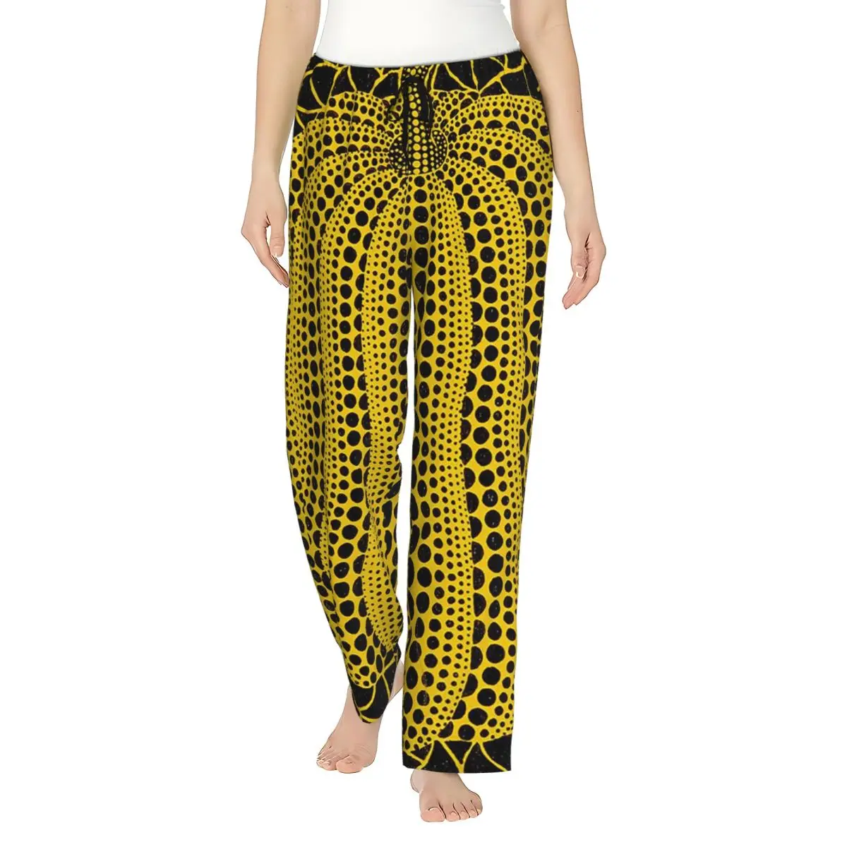 Custom Yayoi Kusama Pumpkin Abstract Art  Women Pajama Pants Lounge Sleep Sleepwear Bottoms with Pockets