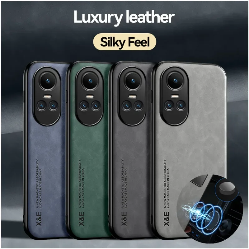 Luxury Shockproof Case for OPPO Reno 10 Pro 5G Reno 10 Pro+ Plus Protective Cover Built-in Magnetic Car Holder Phone Coque Funda