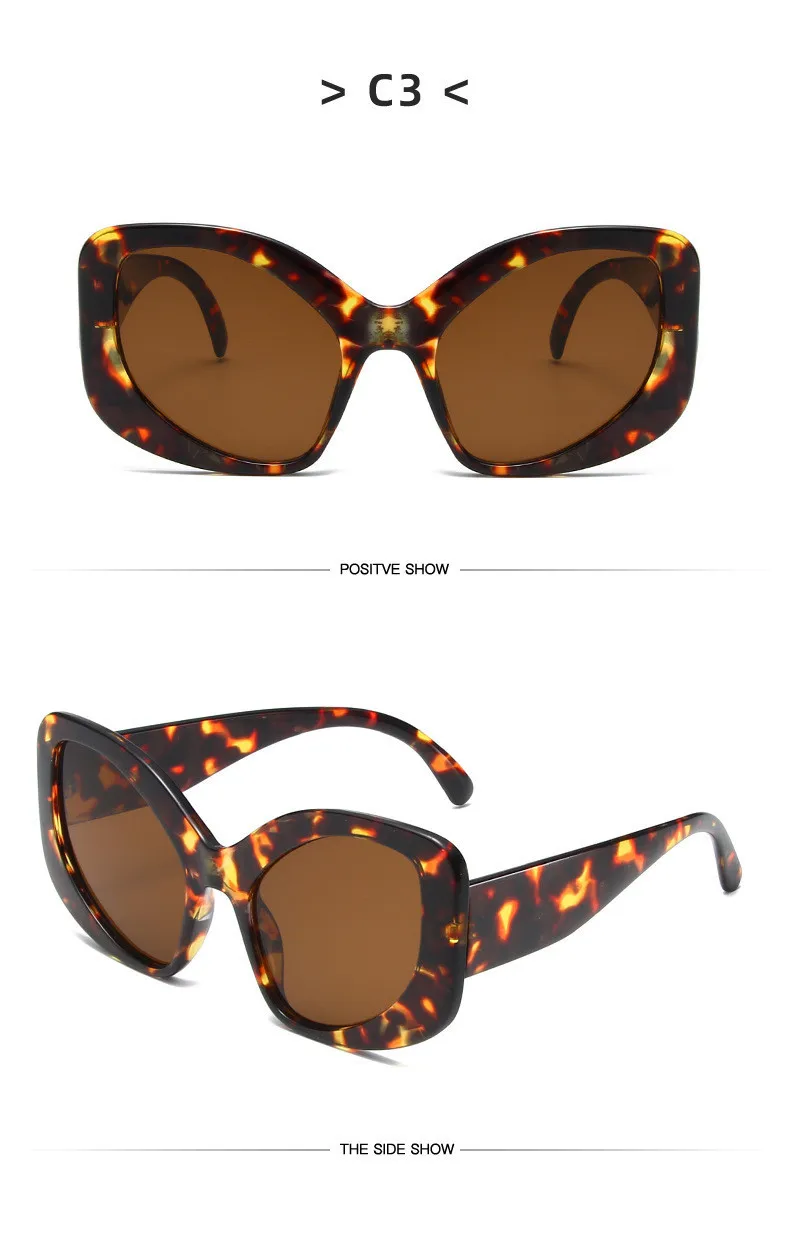 Vintage UV400 Unregelmäßige Schutzbrille Sport Sonnenbrille Y2K Shades Übergroße Sonnenbrille Wrap Around für Damen und Herren mit Metallscharnier – Detail 6