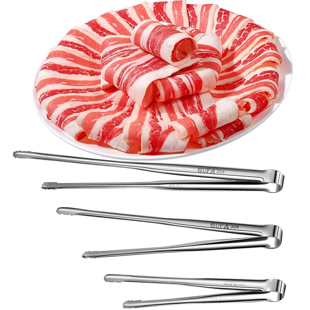 Pinzas de comida de acero inoxidable, utensilios de cocina de Metal para servir, ensalada, pescado, bistec, barbacoa, Buffet
