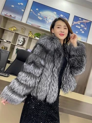 Silver Fox Fur Short Jcaket Women Luxury Vest Female High Quality Genuine Natural Blue Fox Fur Coat For Girls