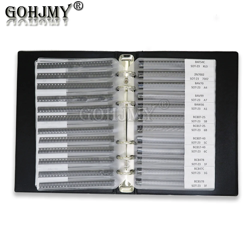 

21 36 60 Values SMD Transistor triode Kit SOT-23 Commonly Assorted Sample Book Chip Triode Book S8050 S8550 S9012 TL431 BC847
