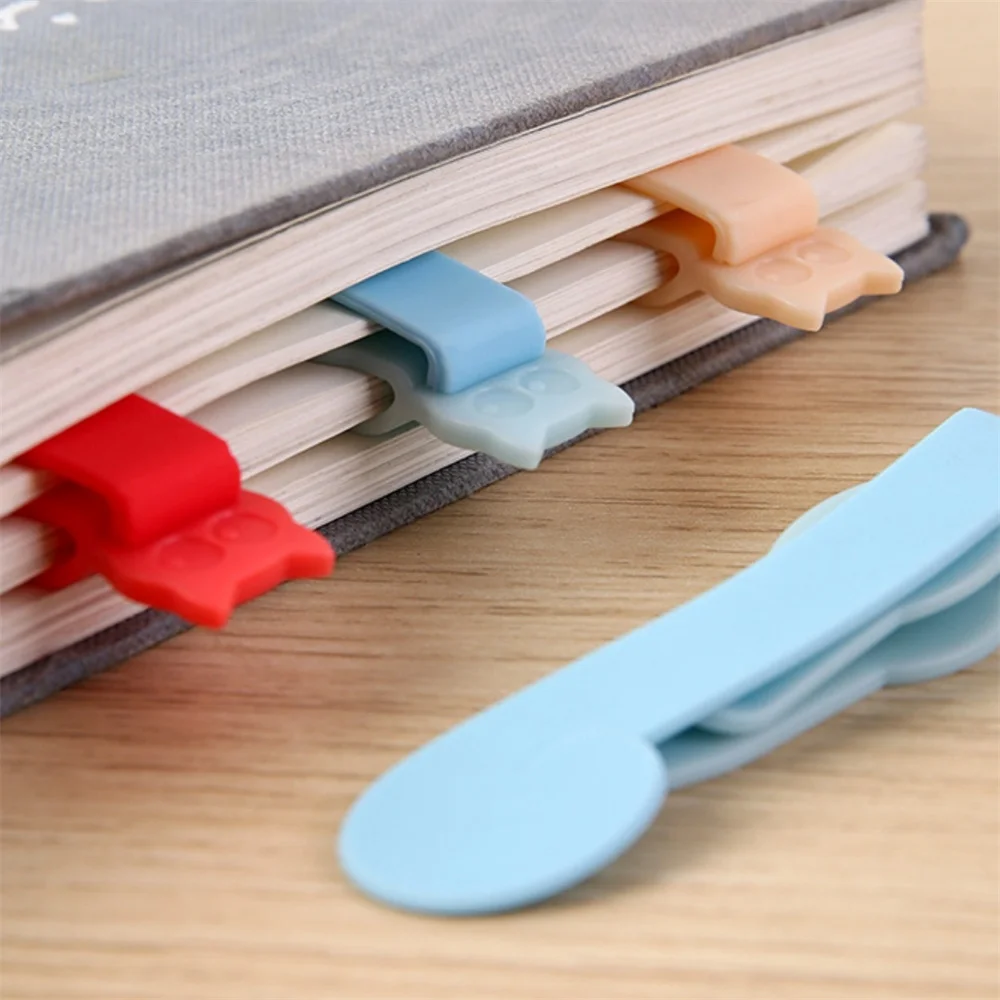 Silicone Bookmark Clip Automatically Follows Your Page Book Mark Cute Cats Page Flipping Notebook Page Divider For Read Lovers