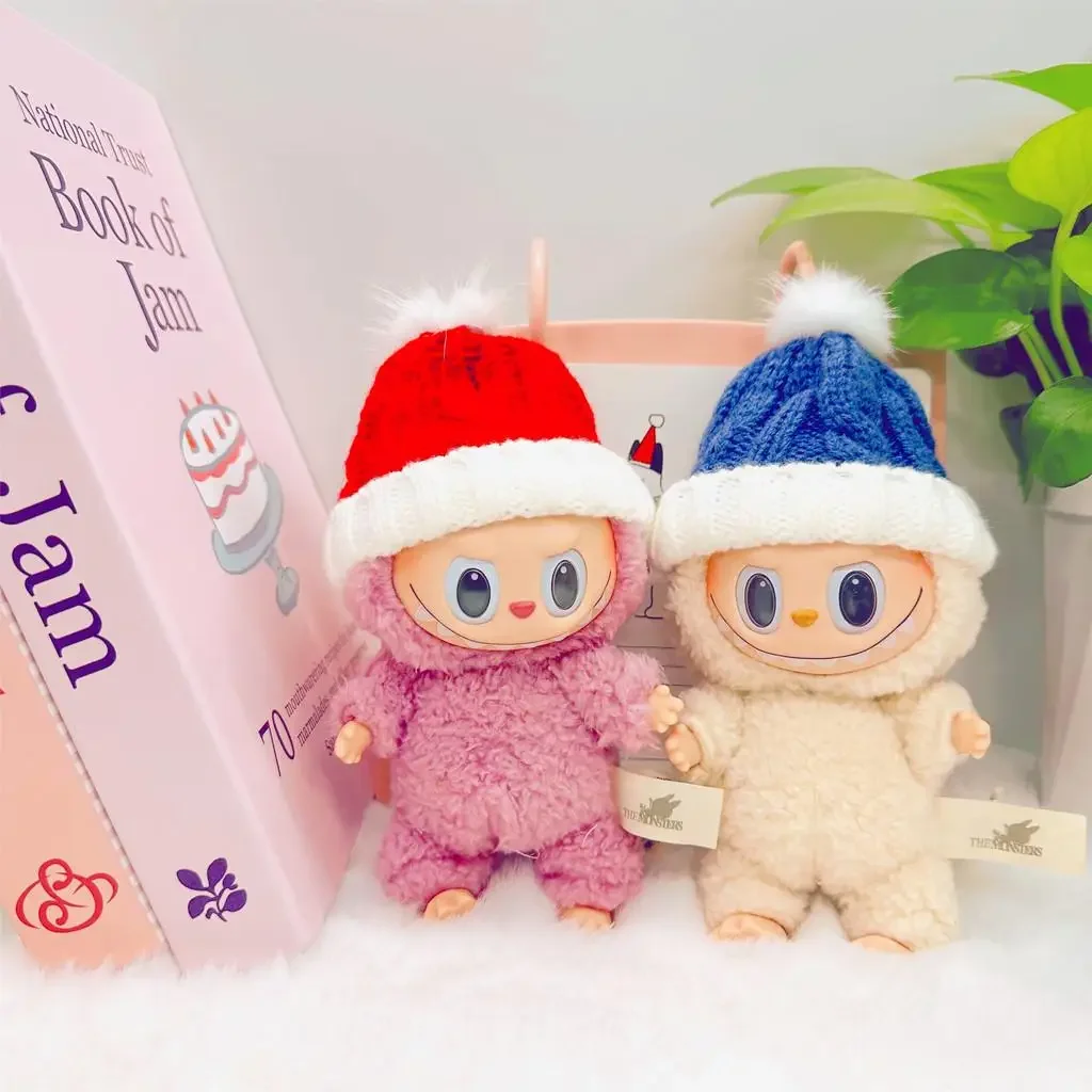 For 17Cm labubu hat doll outfit christmas hat winter accessories Match Hat Cute Doll Accessories Kids Girls Toys