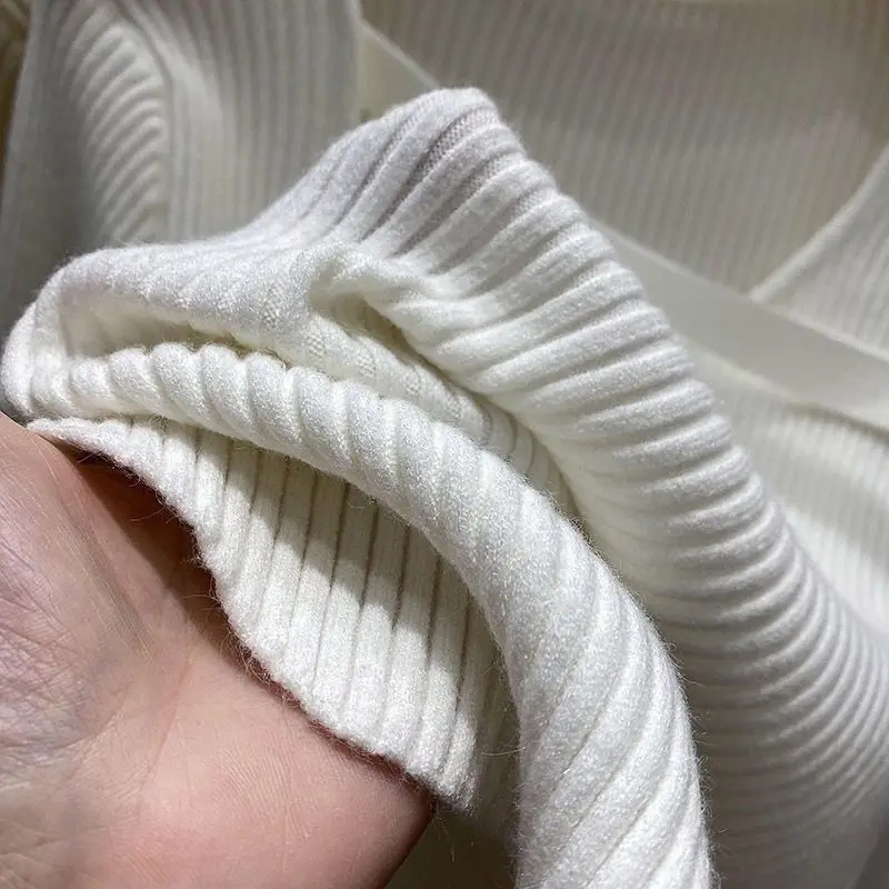 Einzigartige Gestrickte Pullover Frauen Pullover Mode Langarm Mock Neck Aushöhlen Stricken Pullover Pullover Frauen Tops Strickwaren Q1763