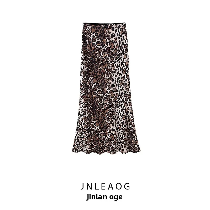

Faionable Casual Leopard Print ter Ne Dr Women's High Waist A-Line Skirt Polyester Fabric Busin Scene