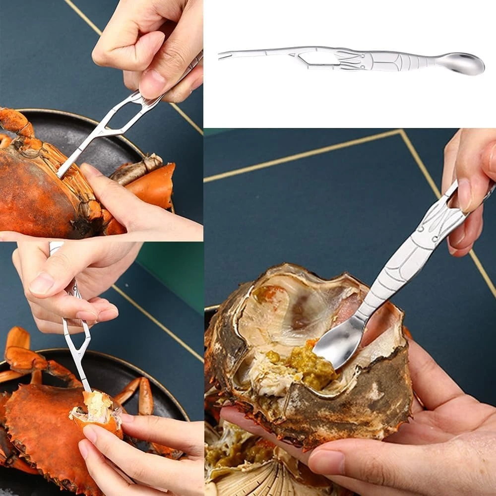Stainless Steel Seafood Fork Crab Cracker Lobster Shell Remover Shrimp Peeler Kitchen Tool Set