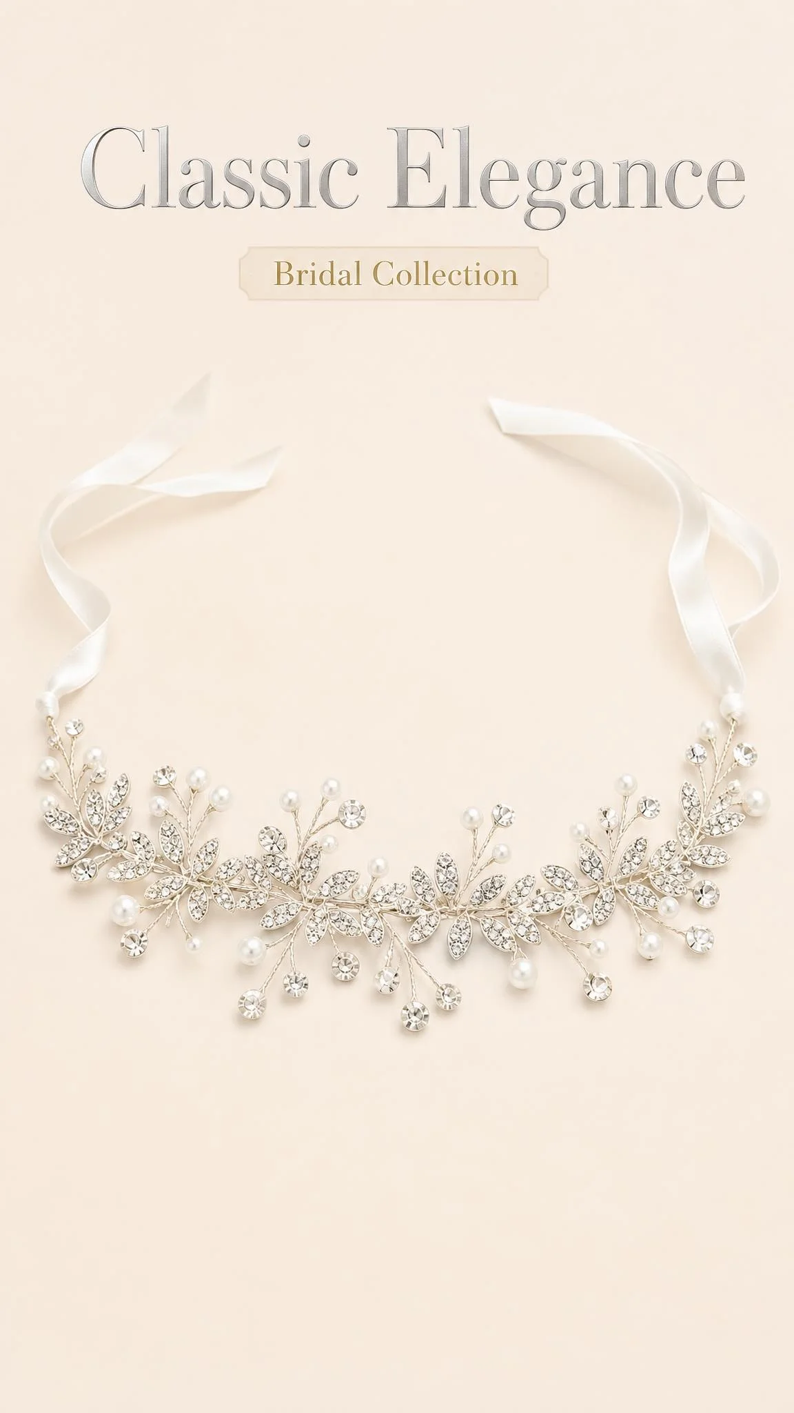 1pc 2-in-1 Rhinestone Pearl Leaf Bridal Sash & Headband, Adjustable Satin Ribbon Wedding Belt for Wedding Gown