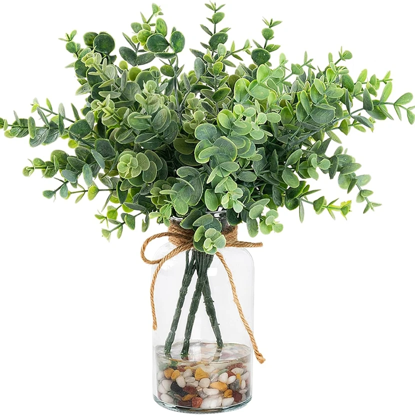 1/3PCS Künstliche Blume Kunststoff Pflanze Blätter Grün Eukalyptus Zweig Hof Garten Vase Hause Zimmer Tisch Festliche Hochzeit DIY Dekor
