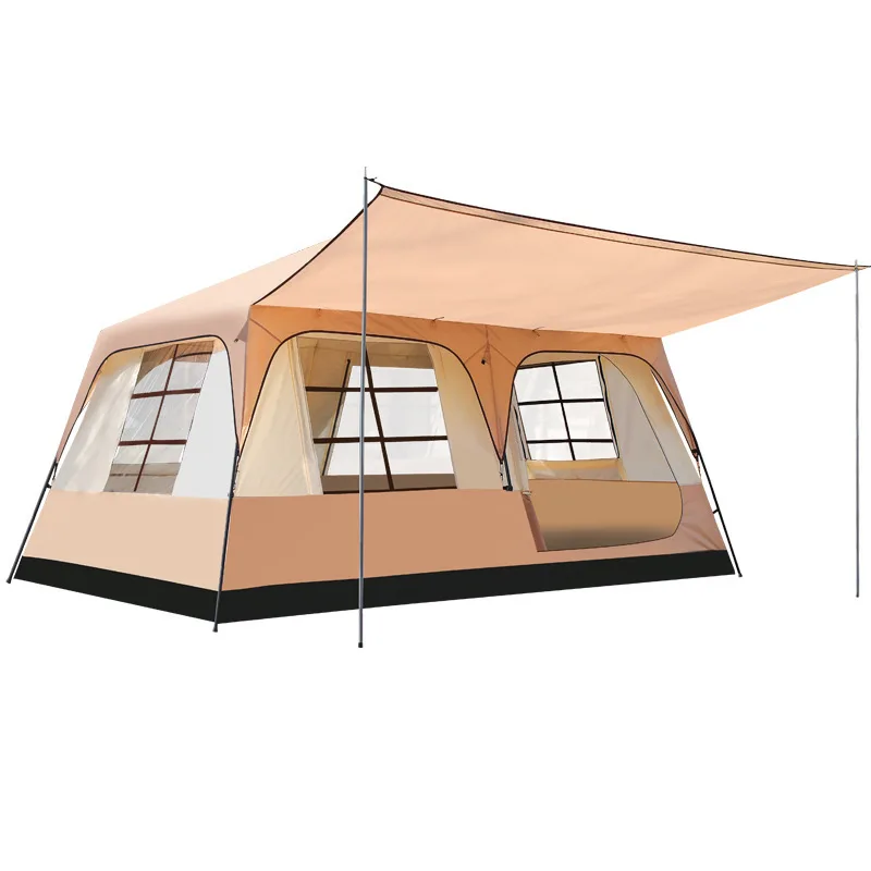 Portable Outdoor Camping Tent 2+1 Room Style Waterproof Sun Resistant With Spacious Vestibule