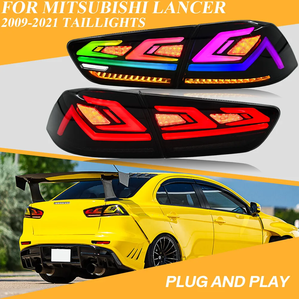 For Mitsubishi Lancer EVO X 2009-2021  RGB LED Tail Lights APP Control Color Changing Rear Lamps with Dynamic Effects