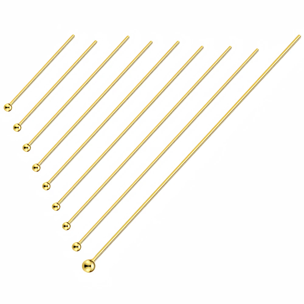 10-100 Stück/Los Goldene Metall-Kugelkopf-Pins aus Edelstahl, 16 18 20 22 25 30 40mm, für DIY-Schmuckherstellung, Durchmesser 0,6mm – Detail 8