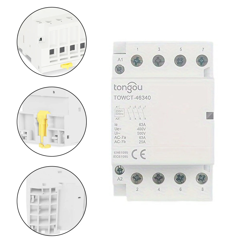 4P AC Contactor 230v Coil Contactor Load With Mounting Base For DIN Rail No Noise Operation For Various Environments Application