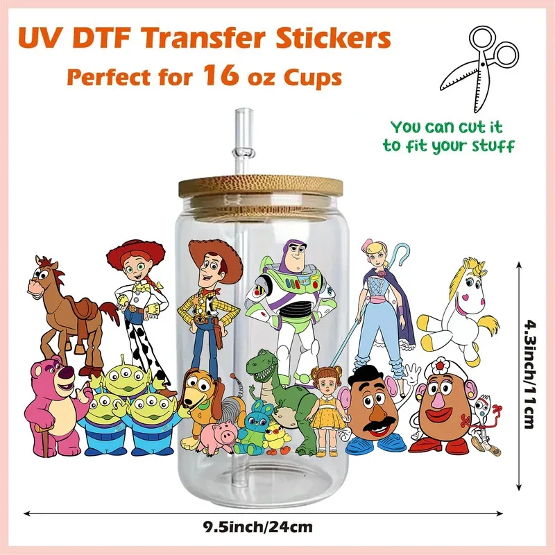 Popular Toys UV Cartoon Sticker Party DIY Decals 3D Transfers uvdtf Tumbler Stickers 16oz uv dtf Cup Wraps