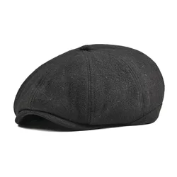 VOBOOM Woolen Tweed Newsboy Cap for Men Cabbie Driver Headpiece Country Baker Boy Flat Cap Beret Truck Driver Hats